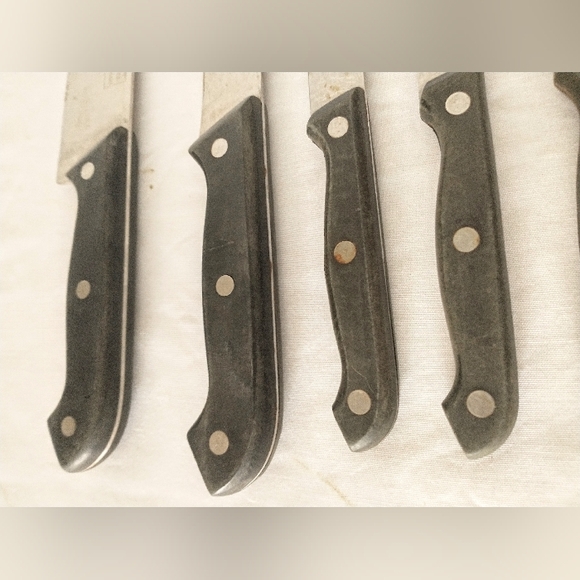 Group of 6 Slitzer Rostfrei German Knives - Stainless Steel Black Handles - Picture 6 of 11